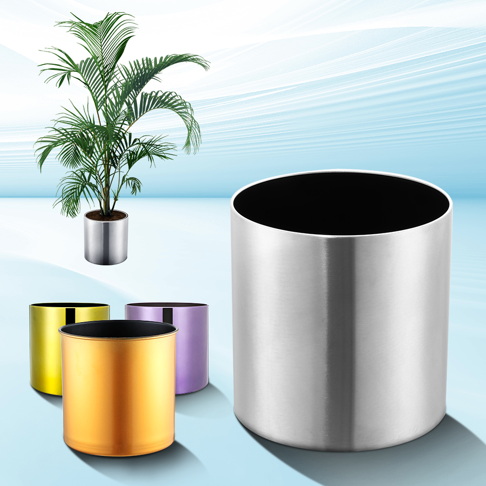 Stainless steel planter flower pot with wheels