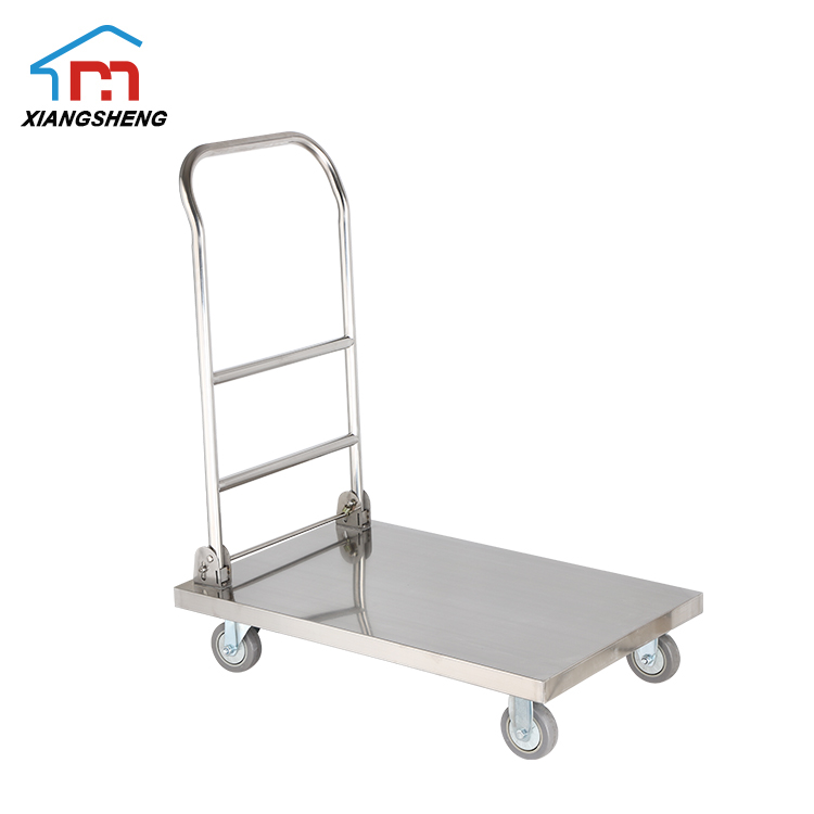 Foldable Hand push platform trolley cart