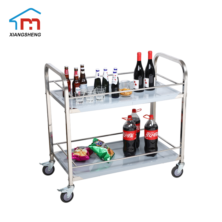 Square tube 2 layer beverage drink serving trolley