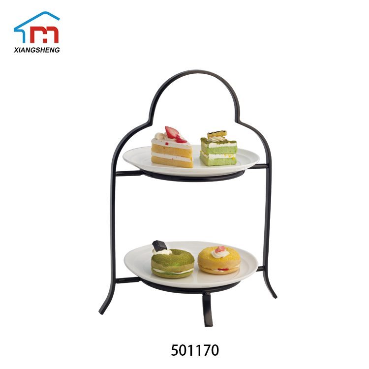 afternoon tea Stainless steel ceramic dessert display shelf