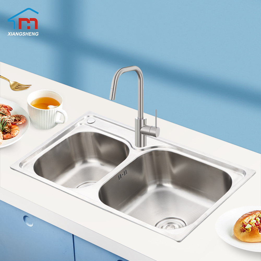 Double Bowl Stainless Steel Sink, Dishwasher 77x42x21cm