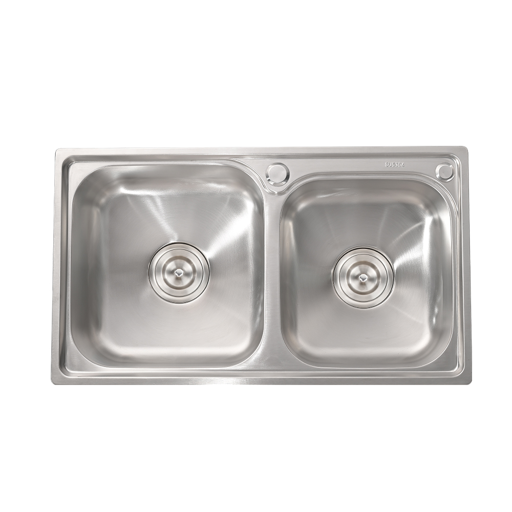 Double Bowl Stainless Steel Sink, Dishwasher 68x39x21cm