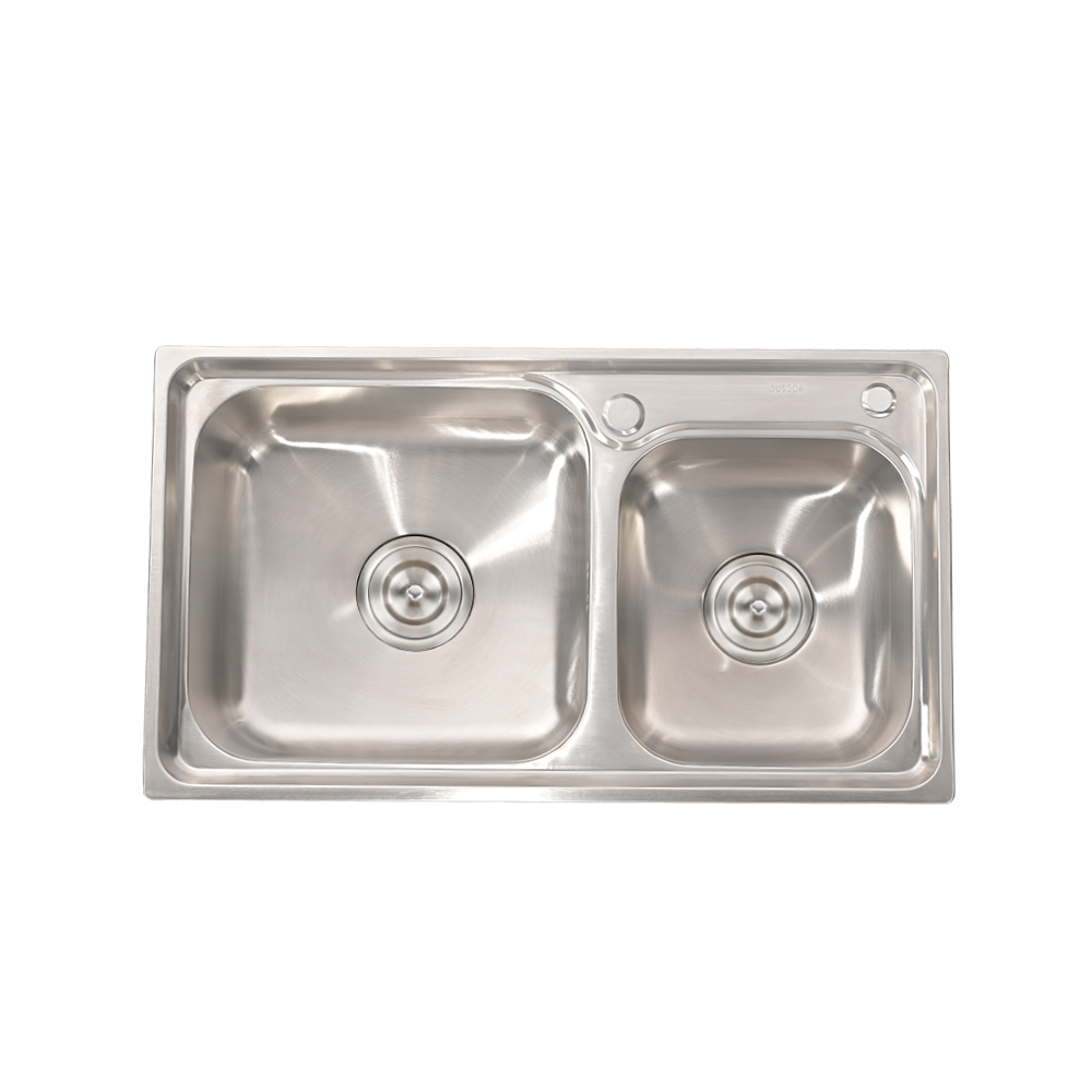 Double Bowl Stainless Steel Sink, Dishwasher 72x41x21cm