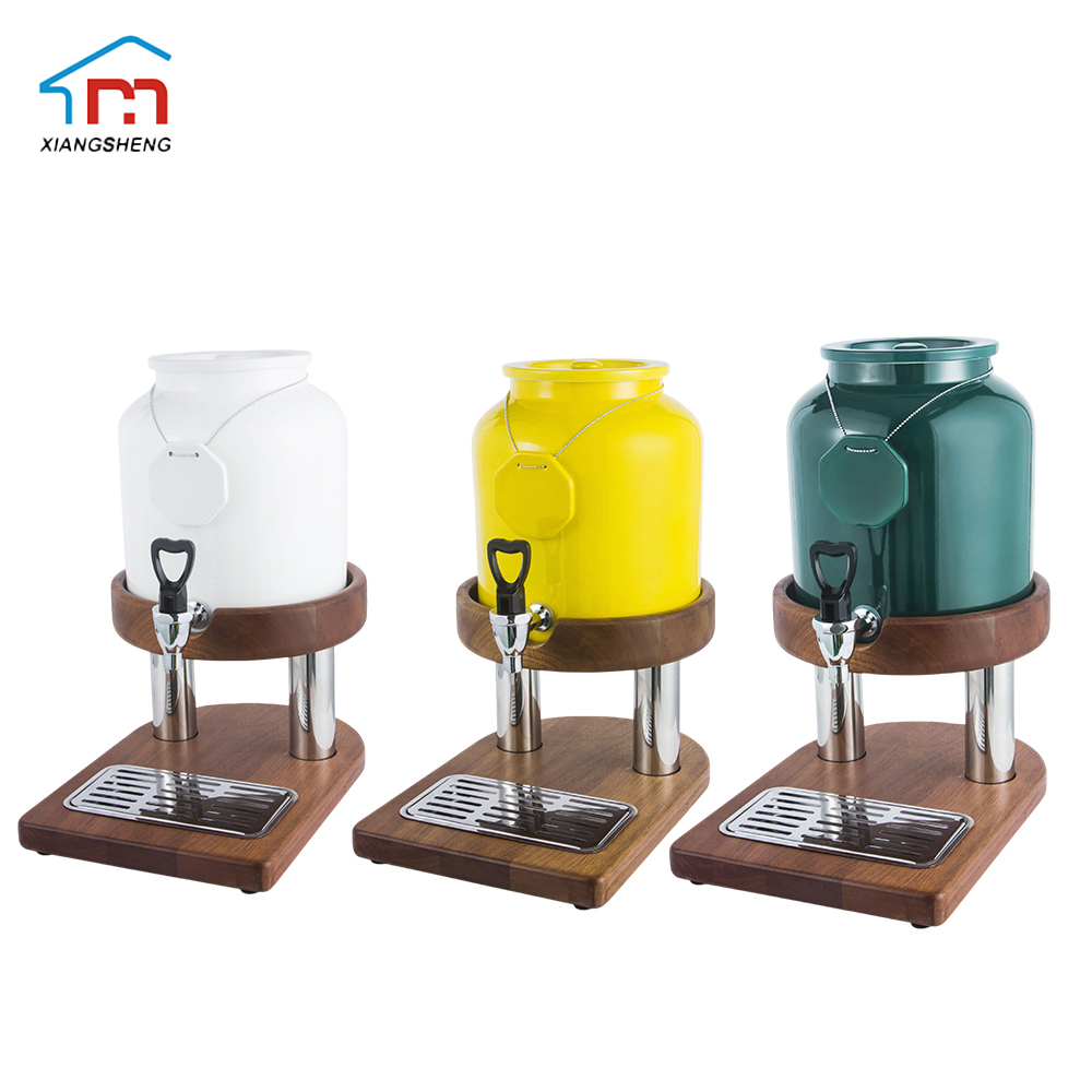 Ceramics Milk Dispenser With Sapele Base