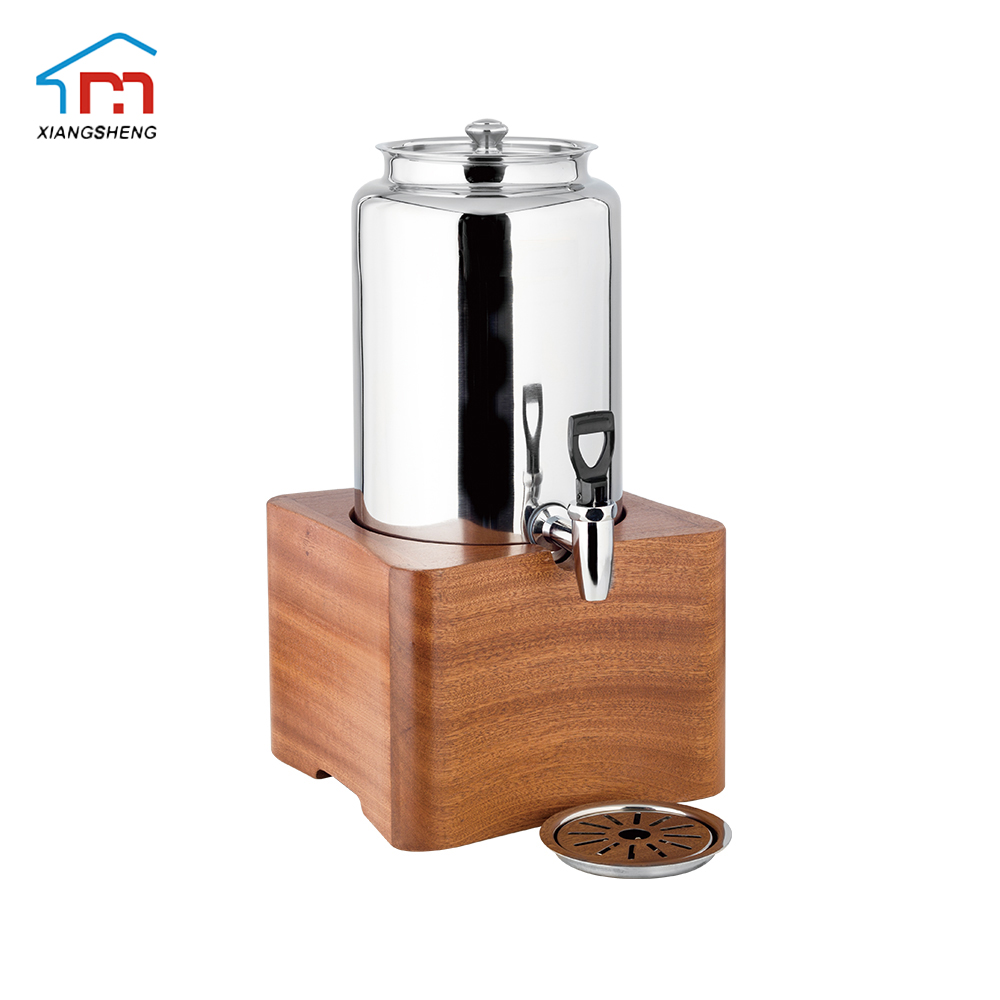 6L Milk Dispenser With Beech Base and Stainless Steel Body